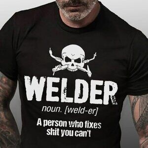 Welder Definition Fixes Shit Text Letters Casual Cotton T-Shirt